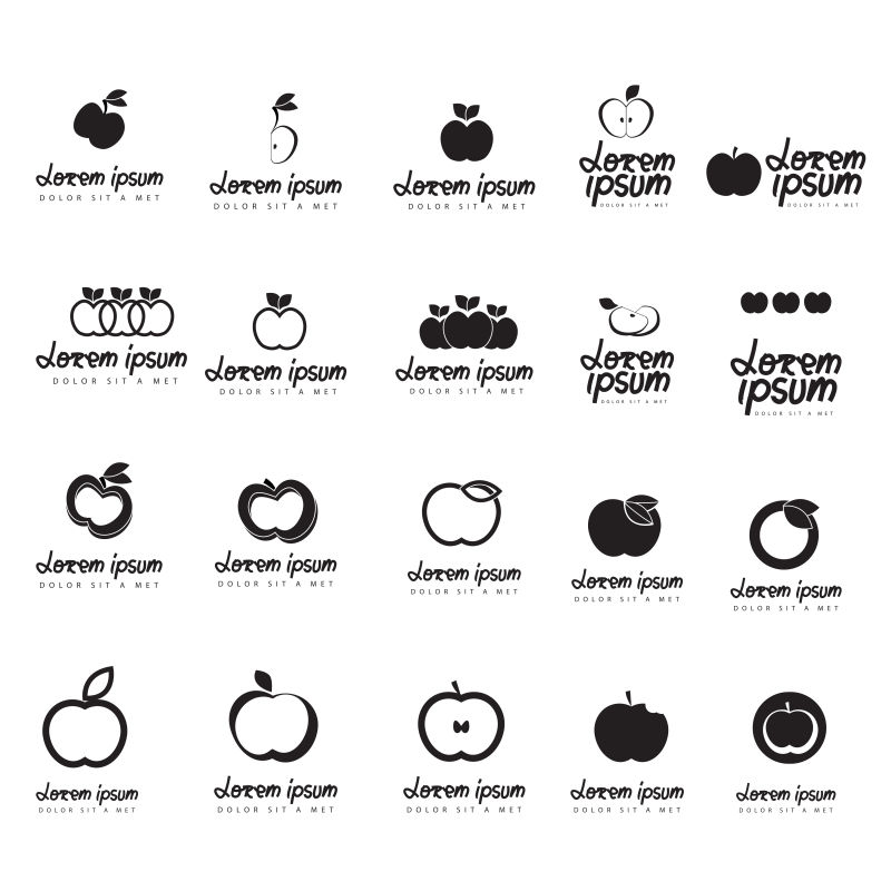 矢量黑色苹果绘制logo与图标