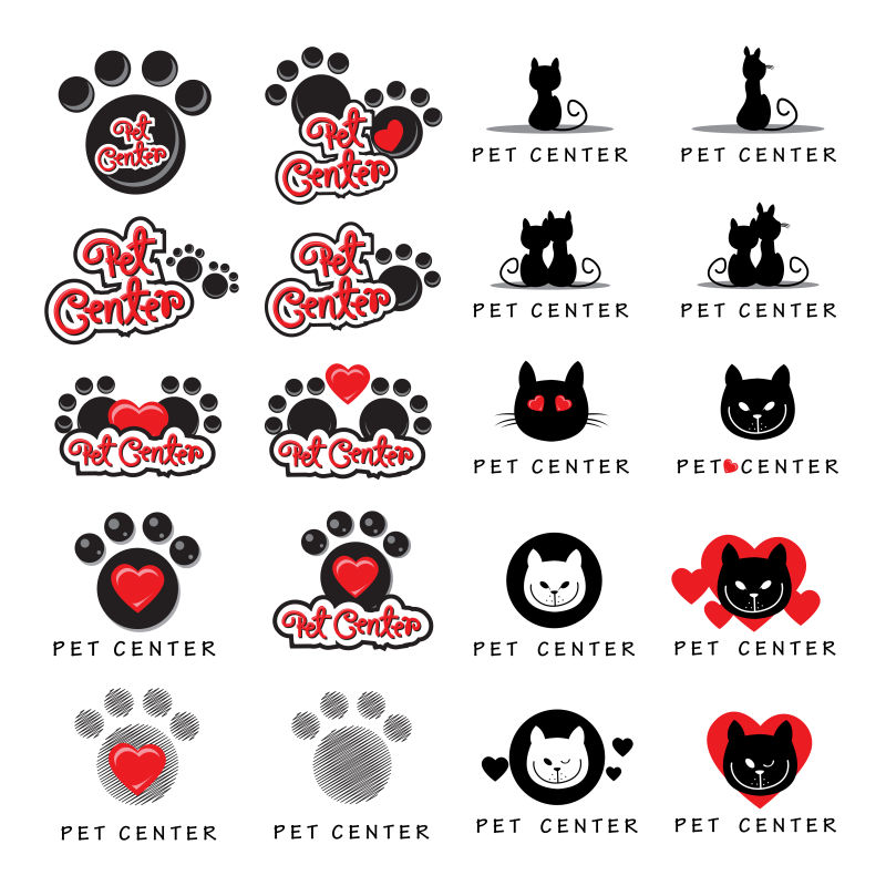 矢量猫咪狗狗logo与图标