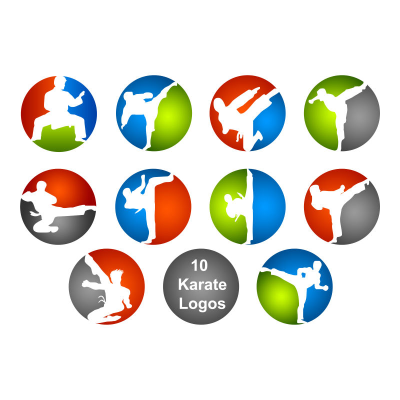 圆形跆拳道图标矢量设计