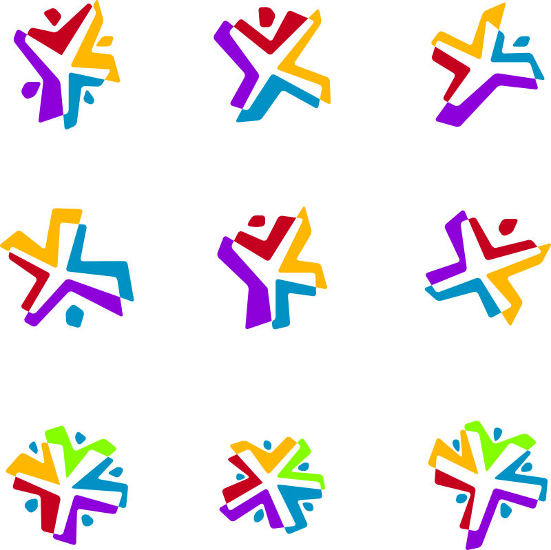 创意矢量彩色抽象人物图标设计