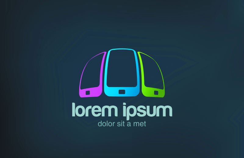 创意矢量彩色手机标志设计