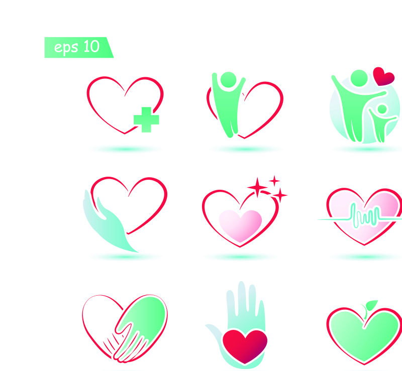 矢量爱心logo与图标