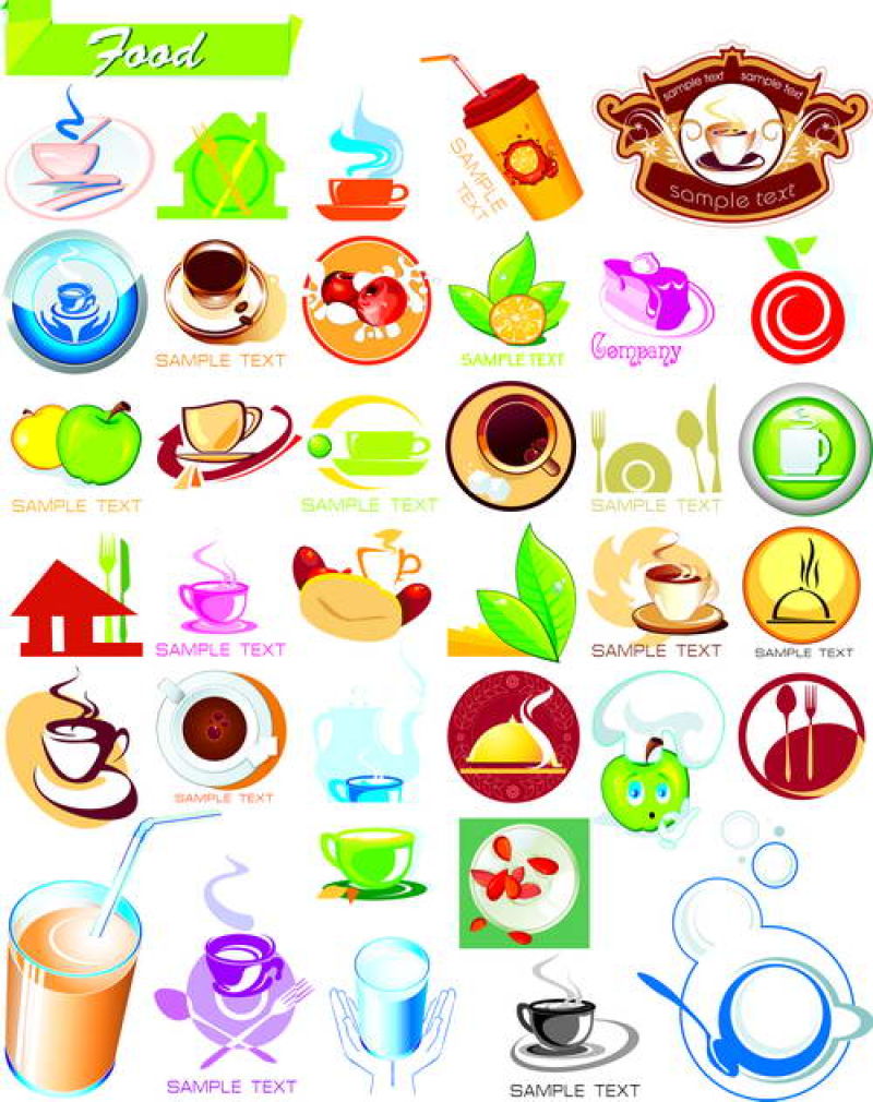 矢量的彩色食物标志