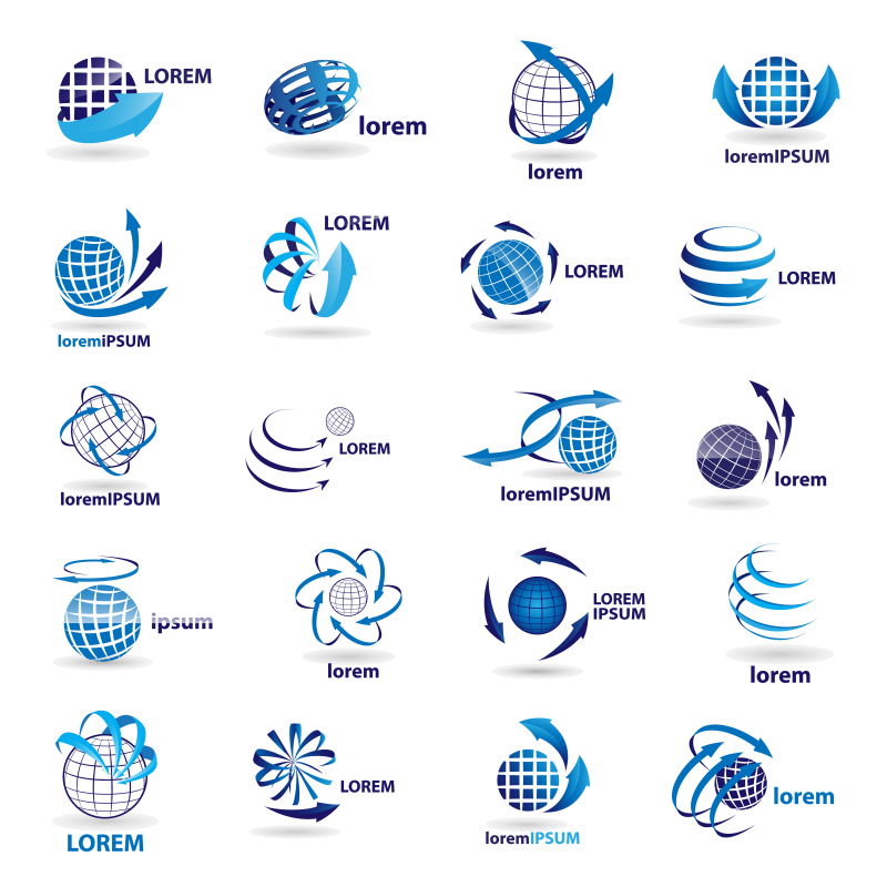 抽象蓝色商业循环矢量标志设计