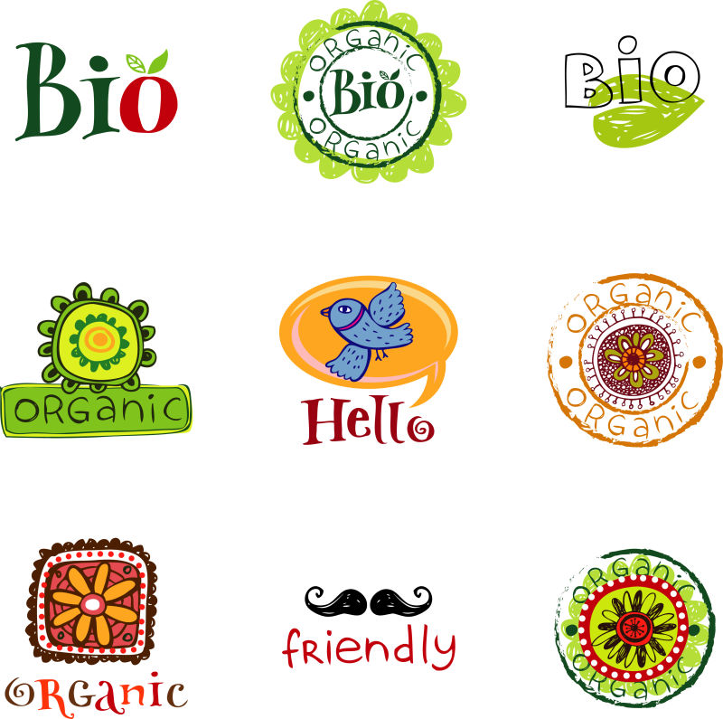 创意矢量现代卡通手绘标志设计