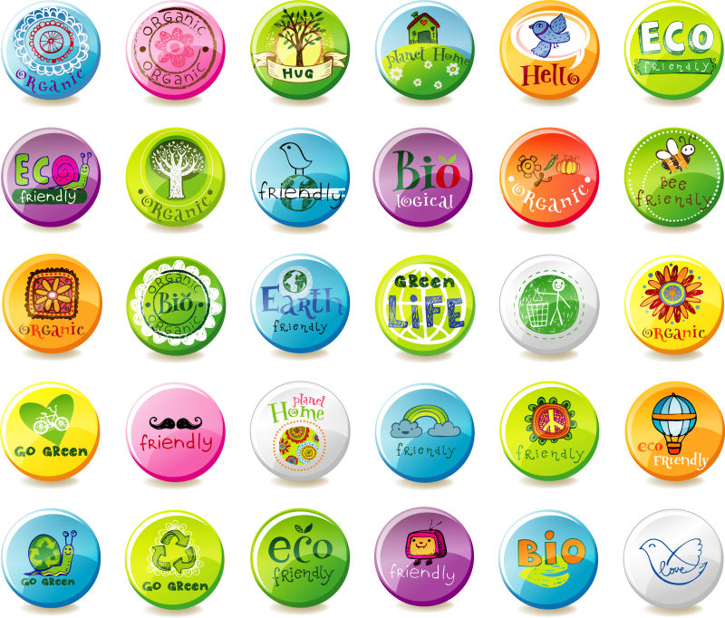 创意矢量彩色生态概念图标设计