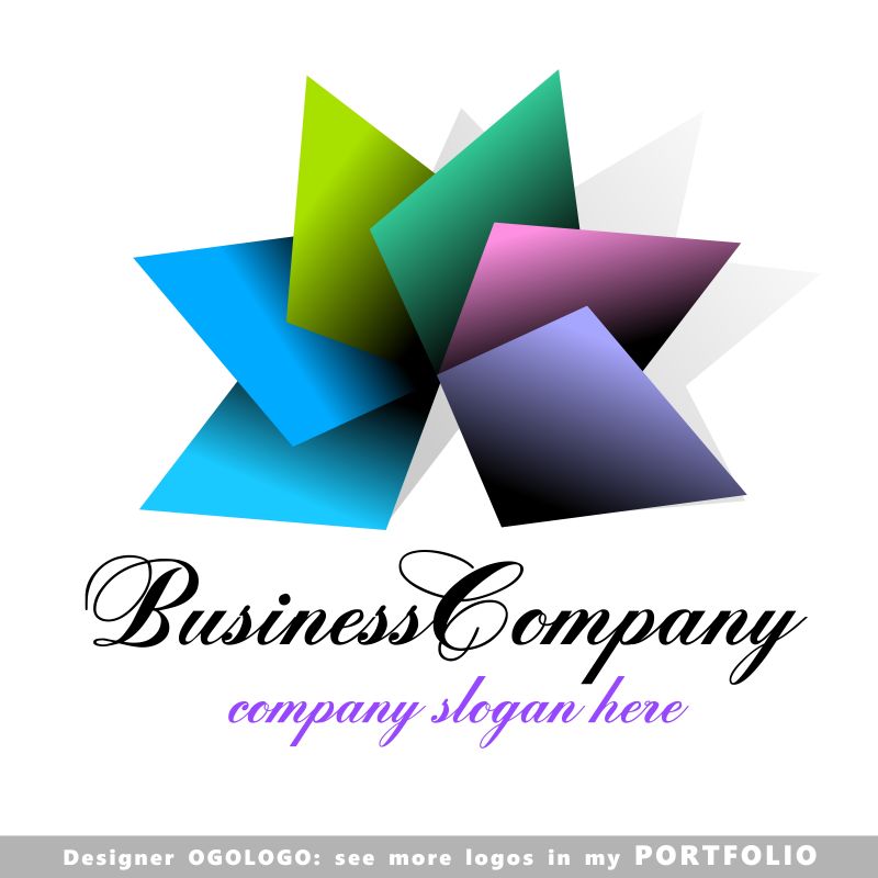 矢量抽象彩色纸片元素标志设计