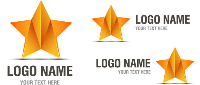 矢量金色五星名字logo与图标