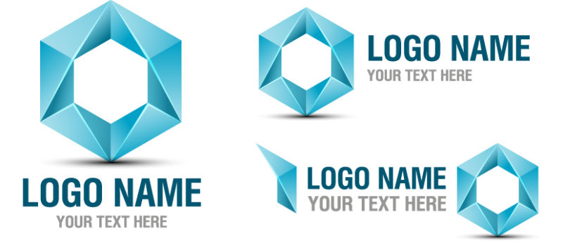 矢量蓝色六边形名称logo与图标