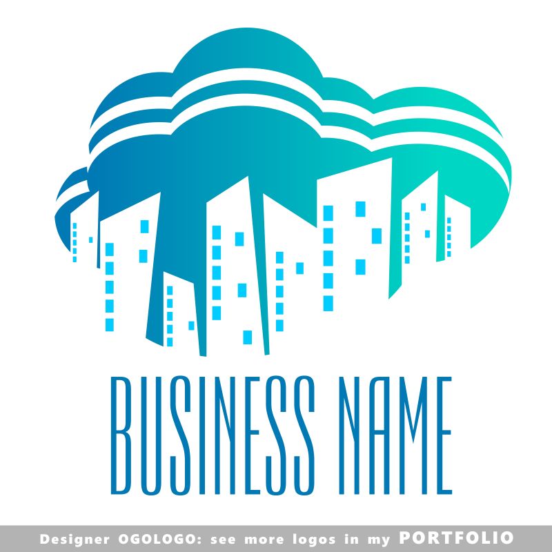 矢量行业名称蓝色logo与图标