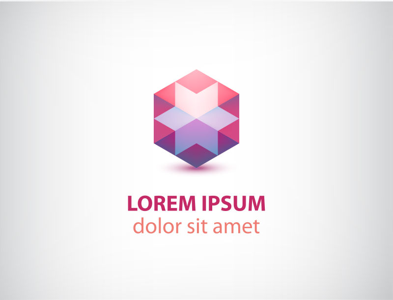 抽象彩色六边形标志矢量设计