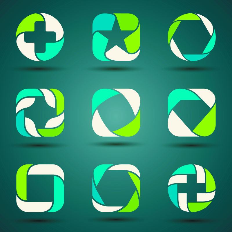 抽象的彩色几何图案标志矢量设计