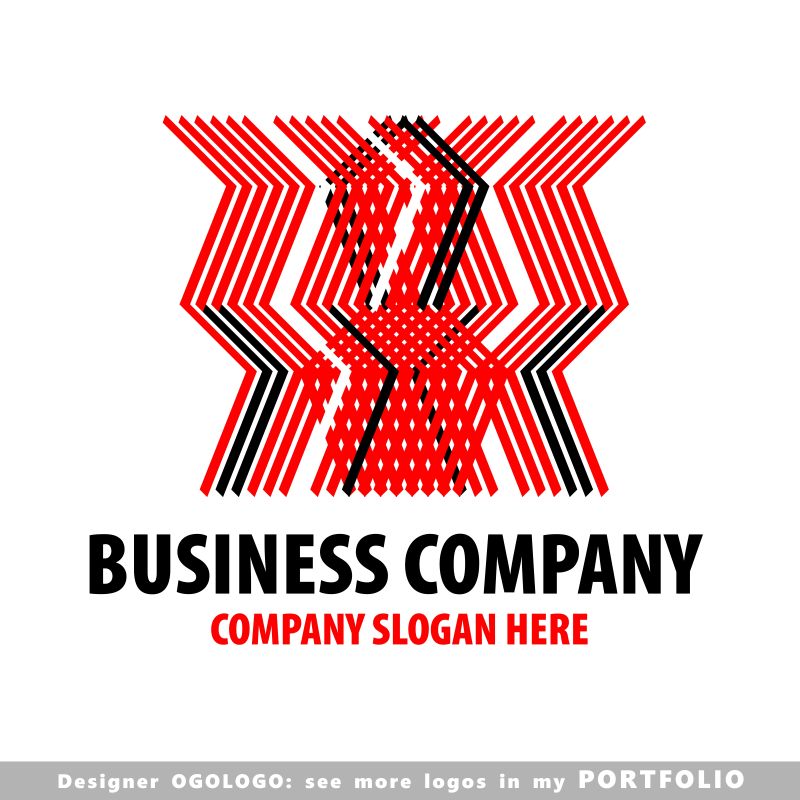 抽象矢量彩色线条元素标志设计