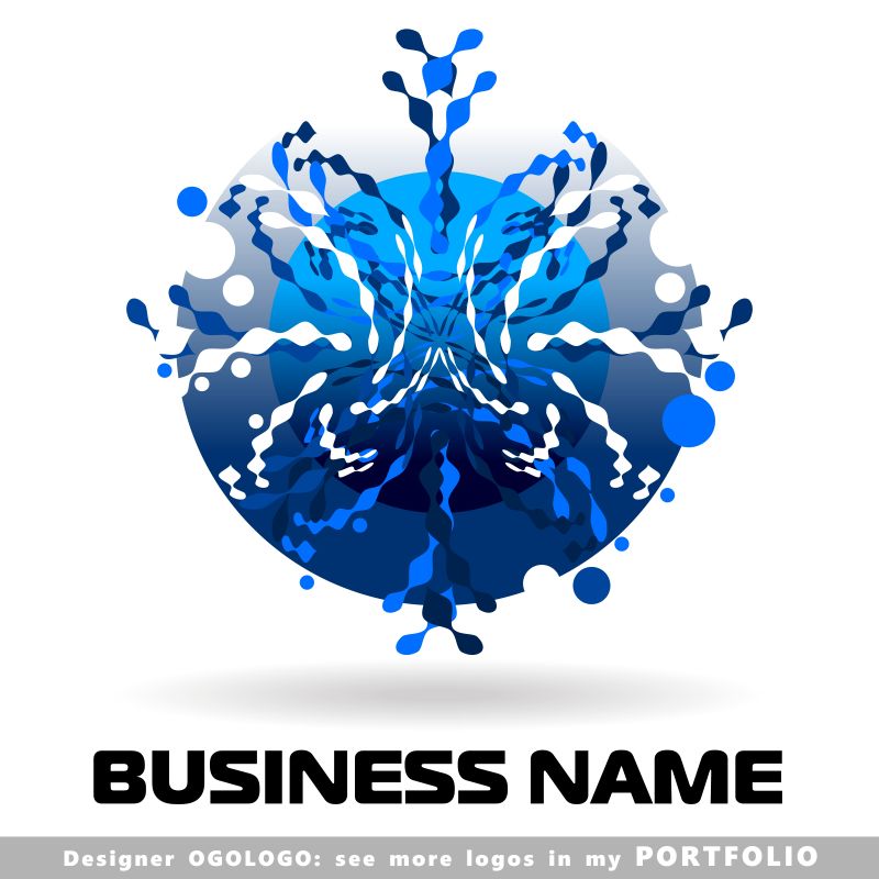 矢量抽象蓝色圆形元素标志设计