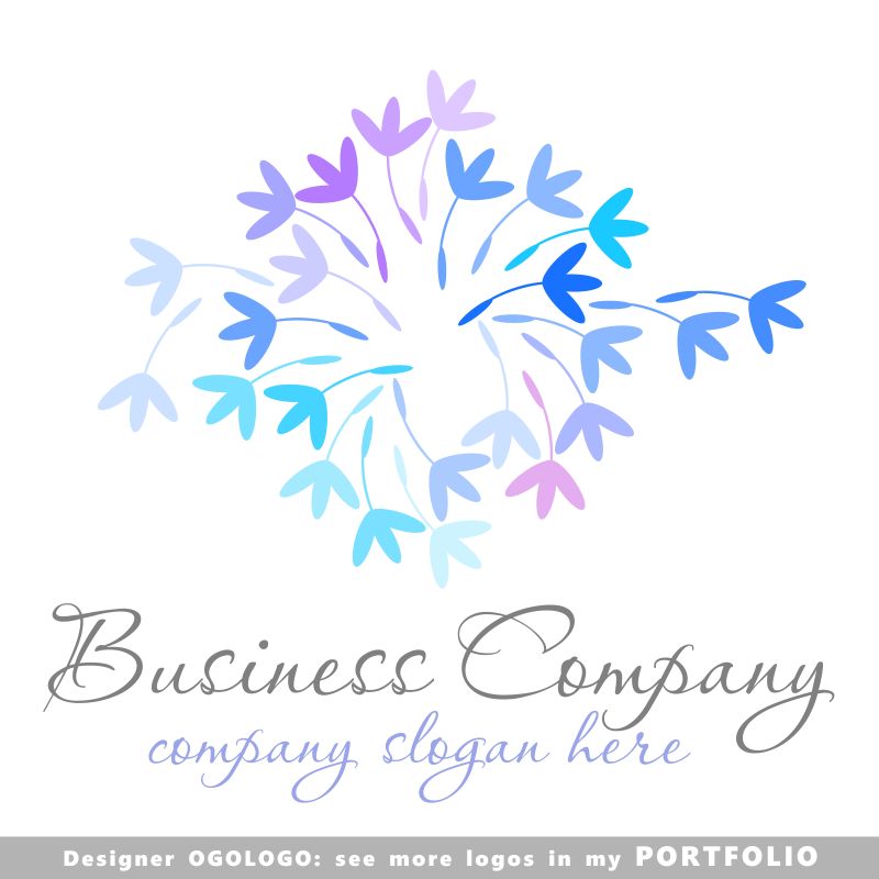 抽象紫色叶子元素的矢量标志设计