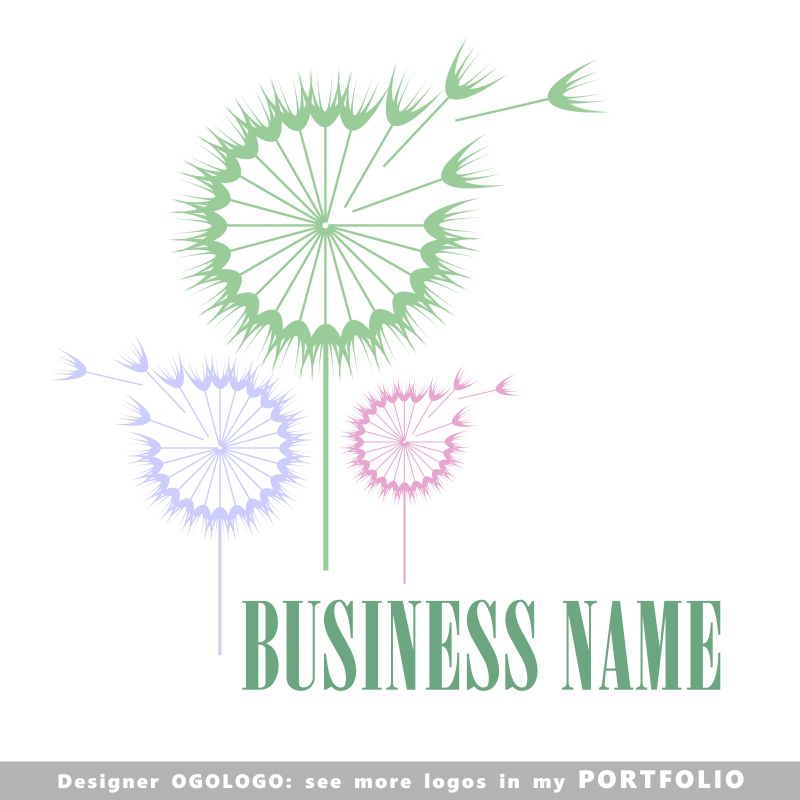 创意矢量彩色蒲公英标志设计