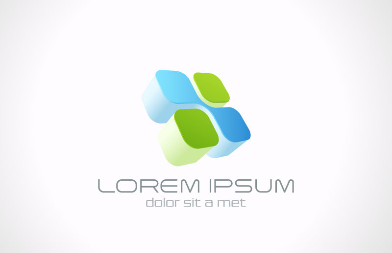 创意矢量抽象立体方形图标设计