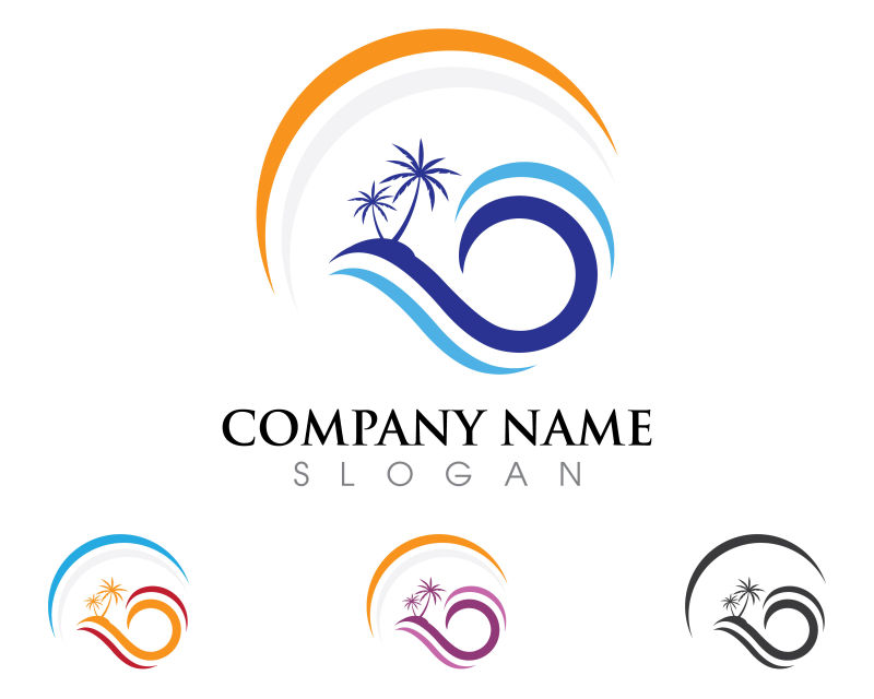 创意矢量抽象夏日度假主题的标志设计