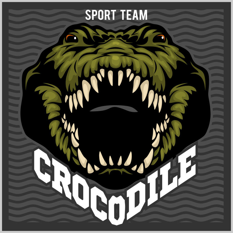 矢量黑暗的背景中的鳄鱼肖像标志