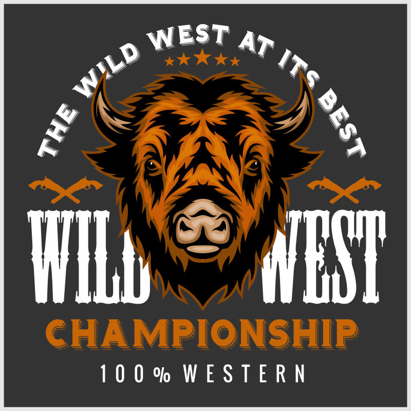 矢量野牛头徽章