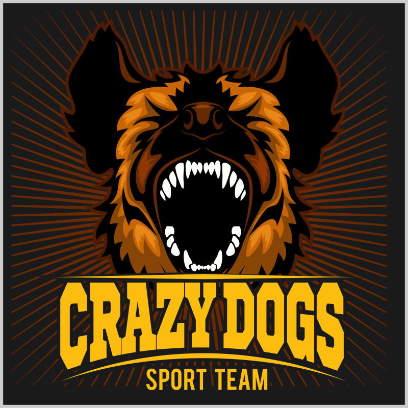 程式化的狗头标志矢量