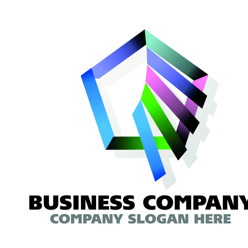 抽象的彩色六边形标志矢量设计