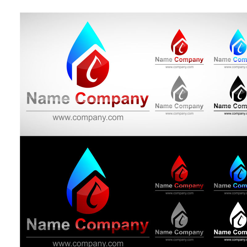 创意的彩色水滴标志矢量设计