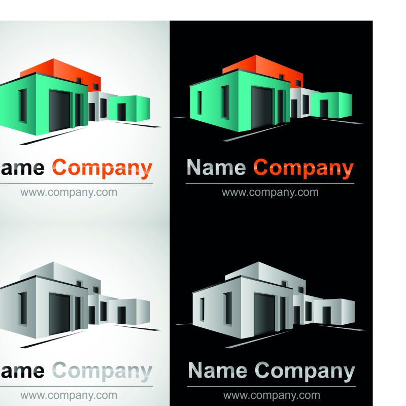 矢量的彩色房屋标志设计