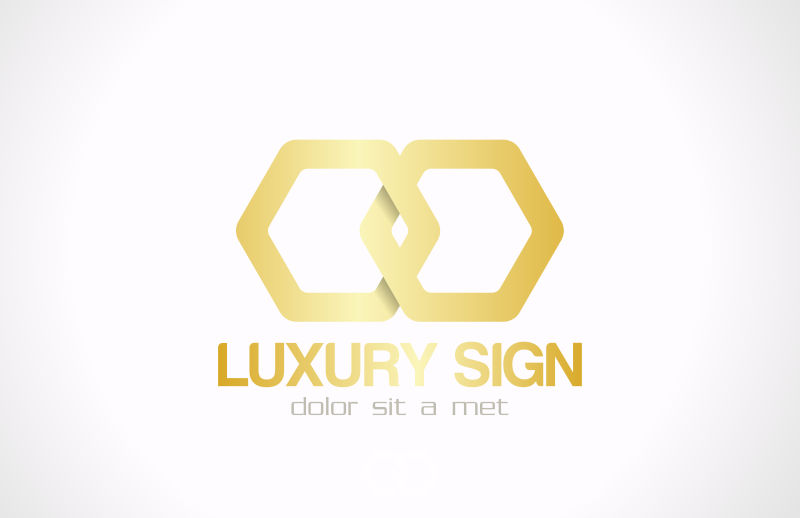 抽象矢量金色六边形标志设计