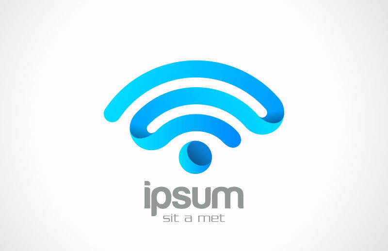 矢量蓝色线条logo与图标