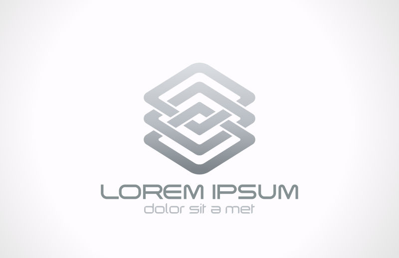 矢量抽象环形金属商业logo与图标