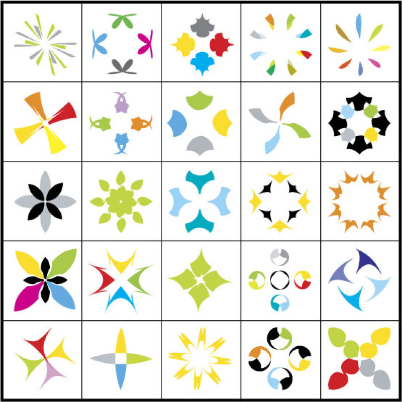 抽象矢量彩色四角图标设计