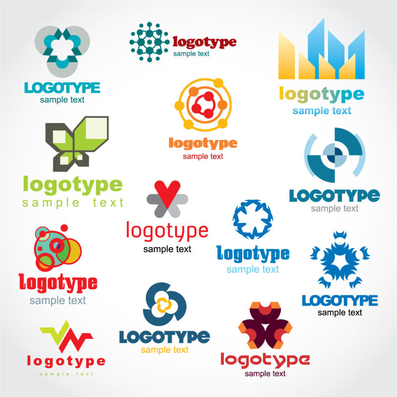 矢量抽象彩色商业平面标志设计