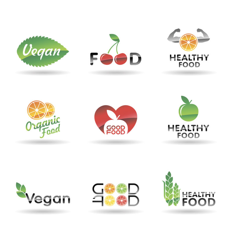 抽象矢量健康饮食的图标设计