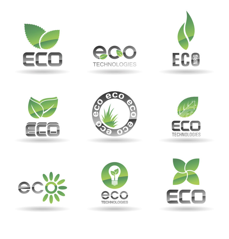 抽象矢量绿色生态标志设计