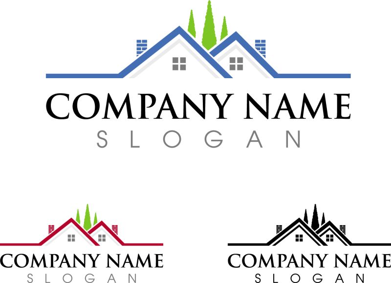 抽象房屋元素的矢量标志设计