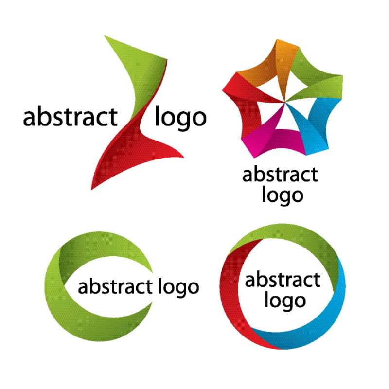 创意矢量彩色抽象飘带元素的标志设计