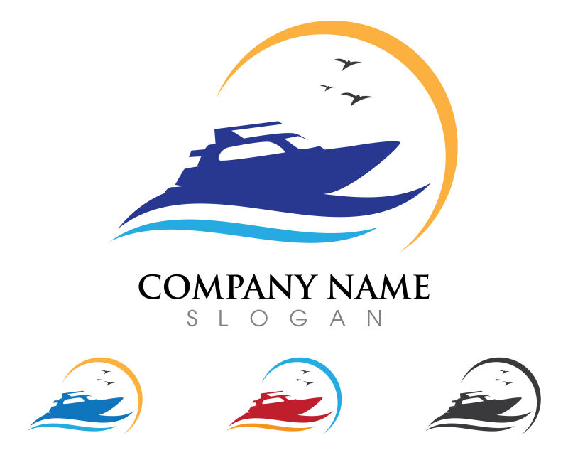 抽象矢量游轮元素的图标设计