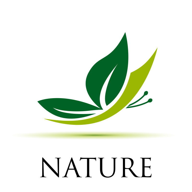 创意矢量抽象绿色蝴蝶图标设计