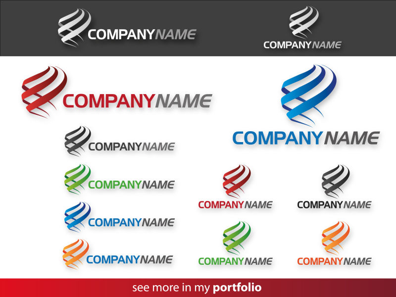 创意矢量彩色曲线元素的标志设计