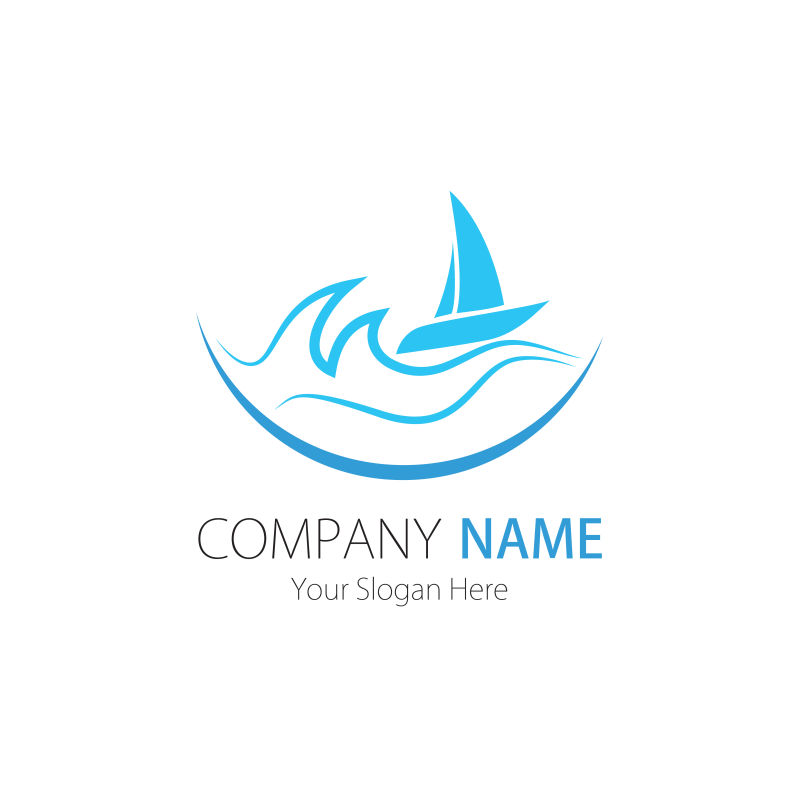 创意矢量海上帆船的标志设计