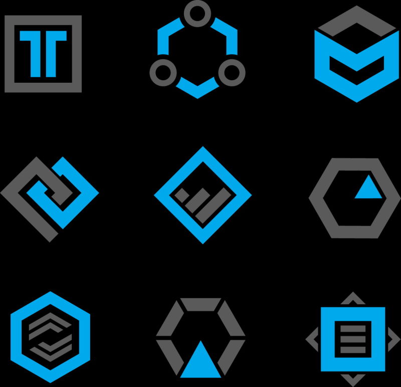 抽象矢量现代 绿色几何技术标志设计