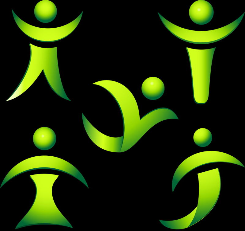 创意矢量绿色抽象人物元素标志设计