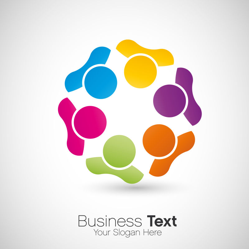 抽象矢量彩色人物元素的标志设计