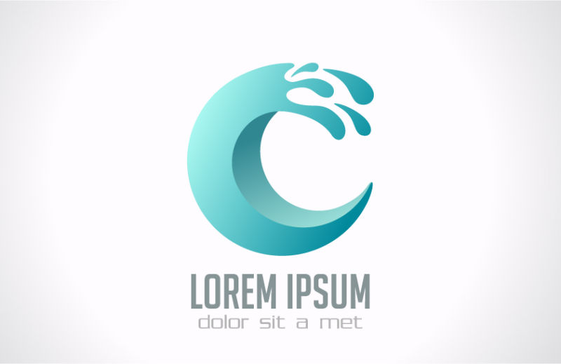 矢量蓝色抽象logo与图标