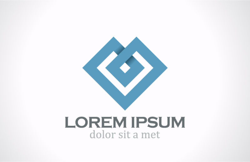 矢量蓝色心形logo与图标