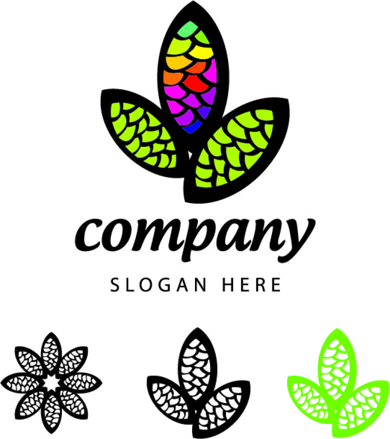 矢量树叶logo与图标