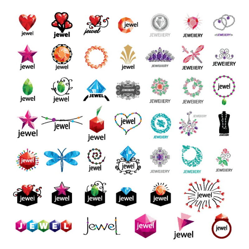 矢量心形珠宝logo与图标