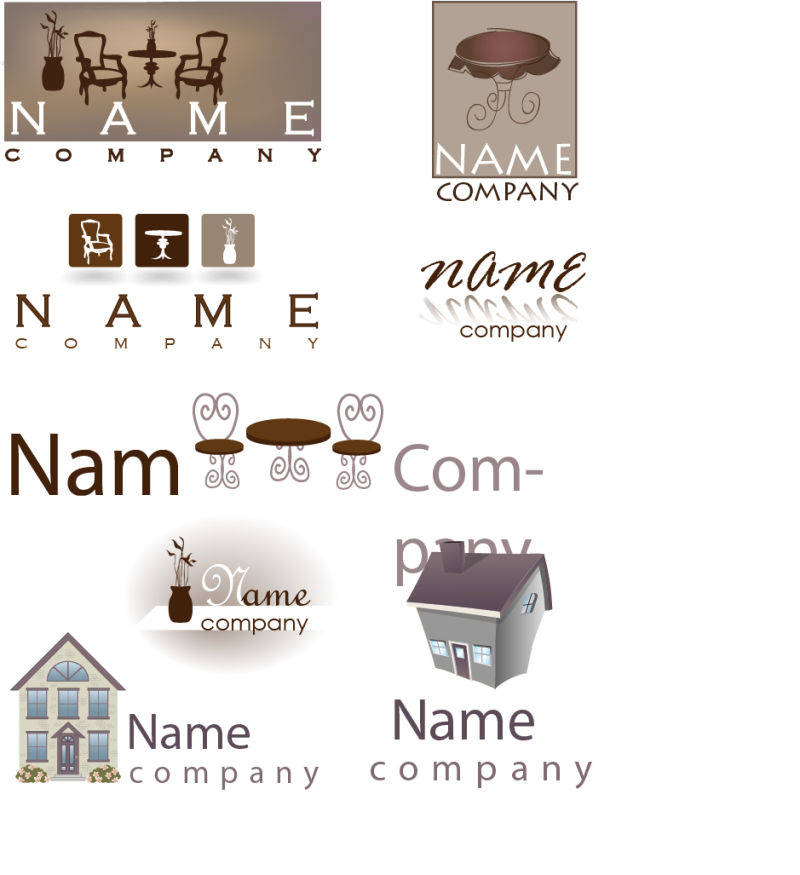 抽象矢量现代房屋元素的标志设计