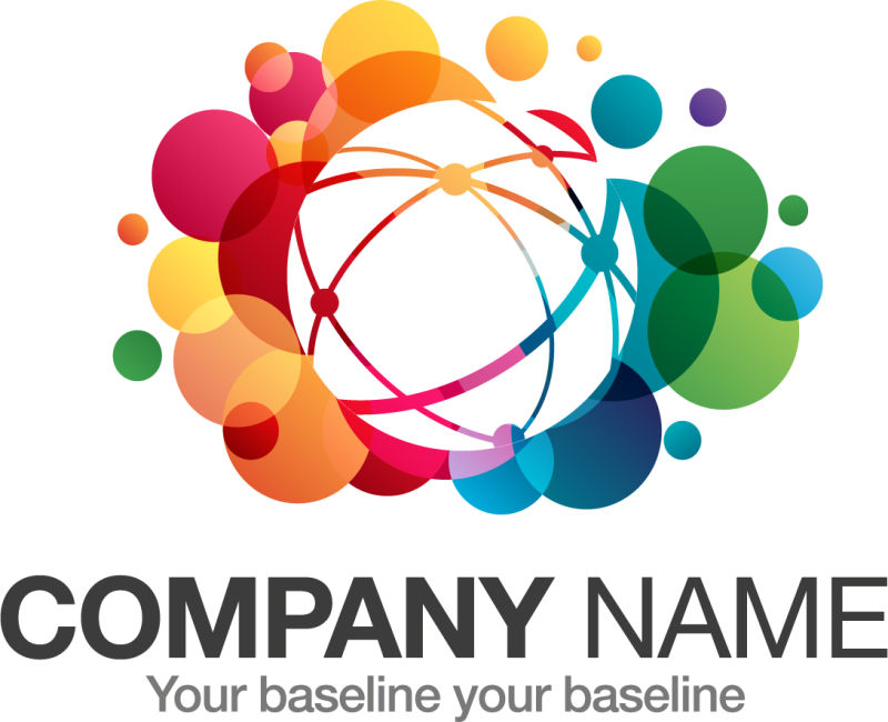 抽象矢量彩色球形现代标志设计